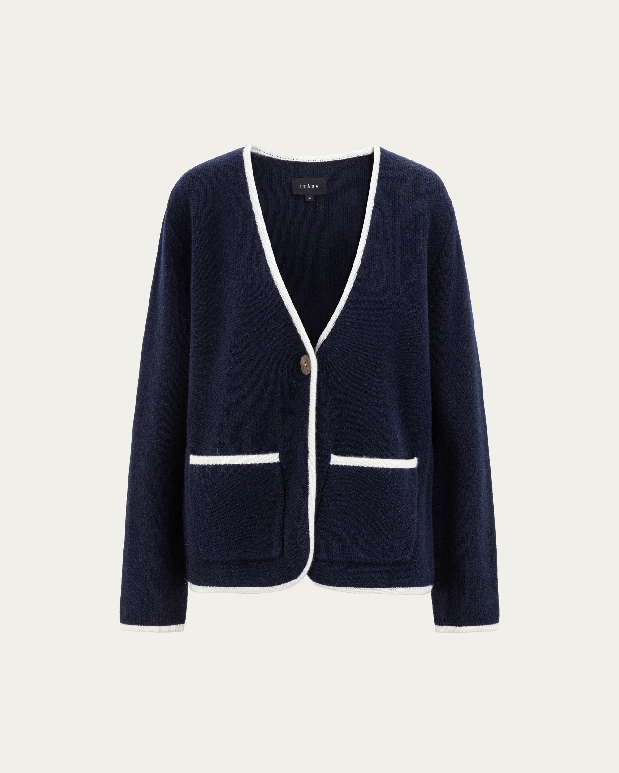 Juana Wool Cashmere Sweater Blazer in Navy (wool–cashmere) shown from the front with a semi-fitted silhouette