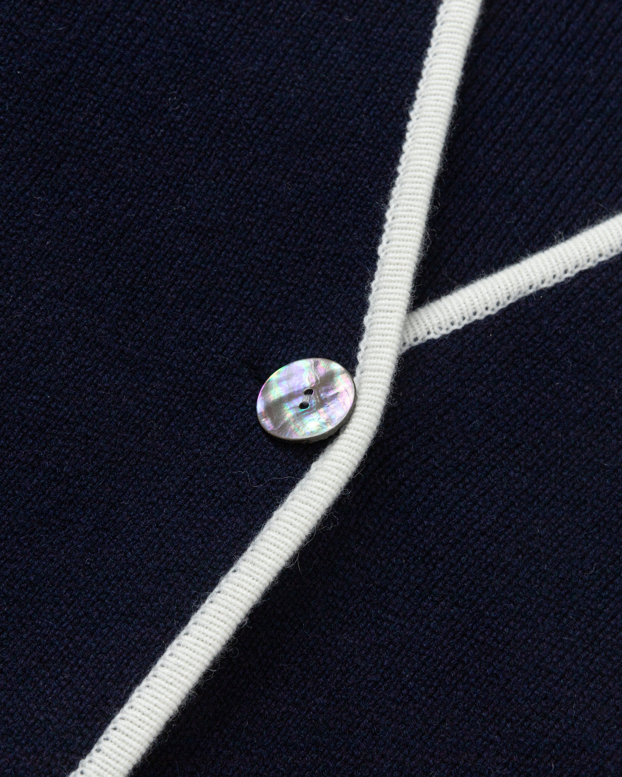 Juana Wool Cashmere Sweater Blazer in Navy (wool–cashmere) the abalone shell button