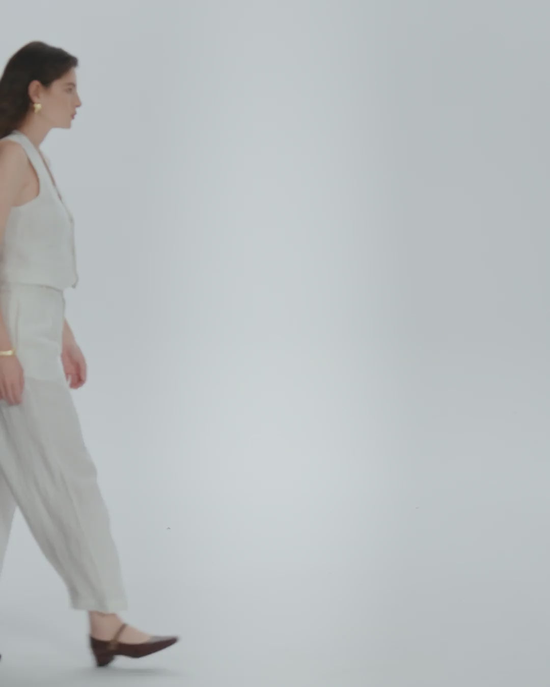 Juana Hemp High Rise Pants White (hemp) 360 view showing full silhouette and movement.