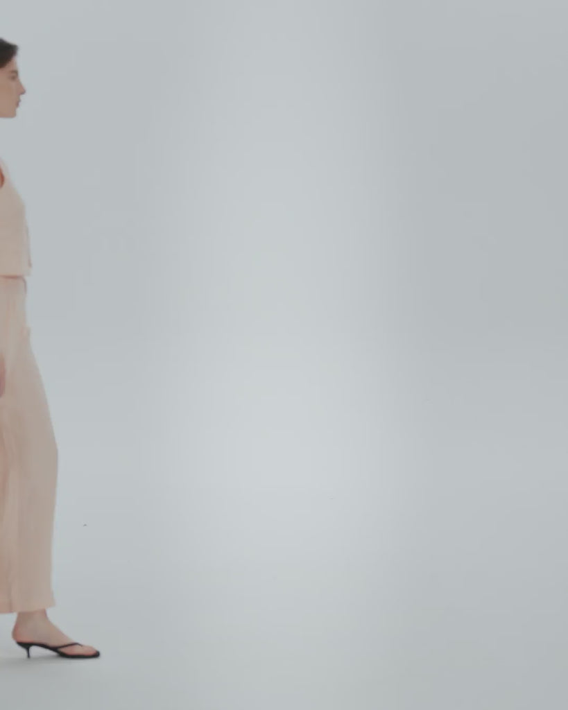 Juana Hemp High Rise Pants Light Peach (hemp) 360 view showing full silhouette and movement.