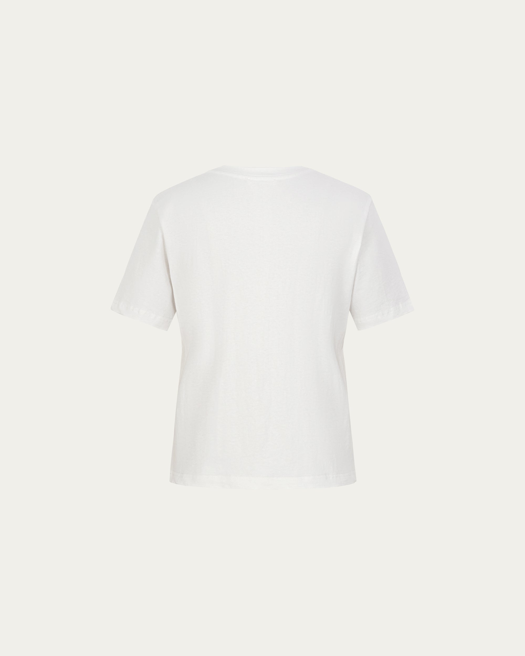 Short Sleeve Tee (white) on ghost mannequin, back view showing drape and construction.
